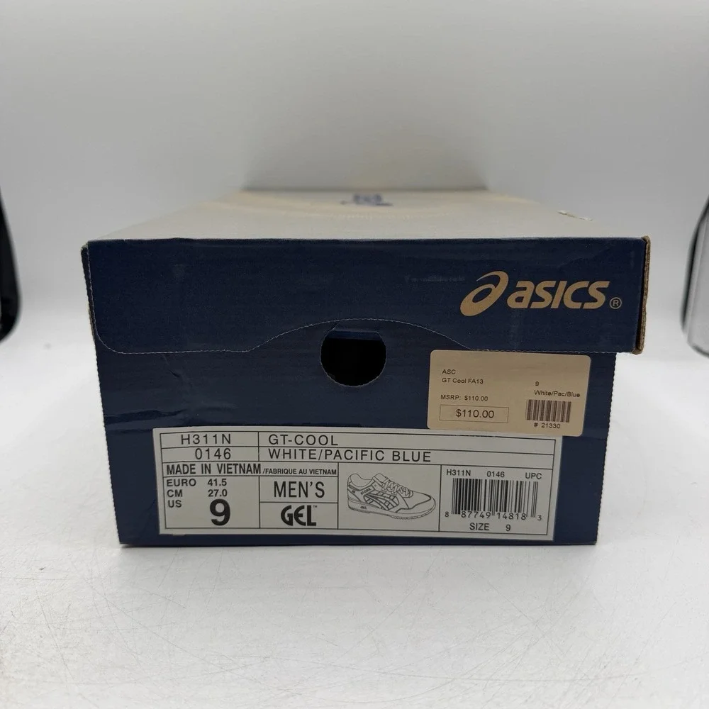Asics GT-COOL Running Shoes Men Size 9 White/Pacific Blue Sneakers H311N 0146